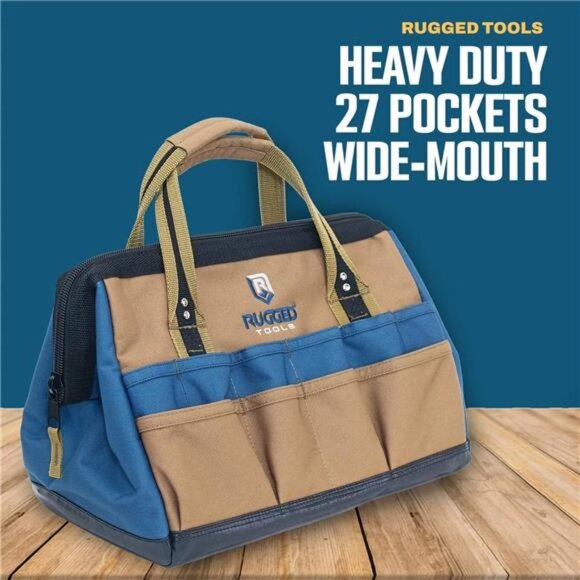 Rugged Tools Field 14" Wide-Mouth Tool Bag - Soft Sided Canvas Tool Bag - Picture 4 of 7